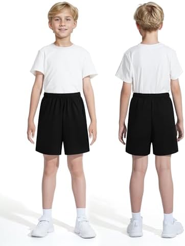 Auranso Boys Shorts Kids PE Sports Jogger Shorts Summer Shorts Adjustable Waist Jersey Shorts With Pockets