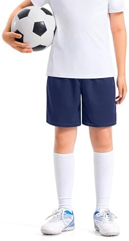 Auranso Boys Shorts Quick Dry Kids School Sports PE Shorts Breathable Summer Activewear Shorts With Pockets For Football Cycling Running Training Gym 7-14 Years Black Blue Navy