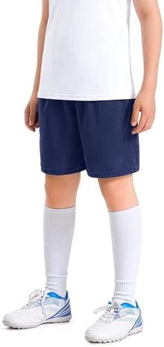 Auranso Boys Shorts Quick Dry Kids School Sports PE Shorts Breathable Summer Activewear Shorts With Pockets For Football Cycling Running Training Gym 7-14 Years Black Blue Navy