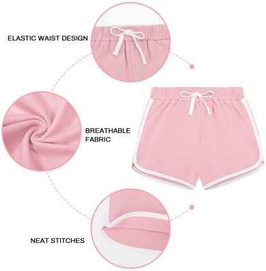 Auranso Girls Athletic Shorts 6-14 Years Teen Kids Running PE Gym Sports Shorts Colourful Summer Casual Beach Short Pants 3 Pack