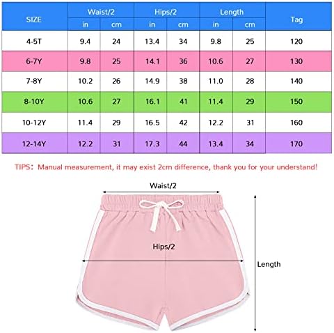 Auranso Girls Athletic Shorts 6-14 Years Teen Kids Running PE Gym Sports Shorts Colourful Summer Casual Beach Short Pants 3 Pack