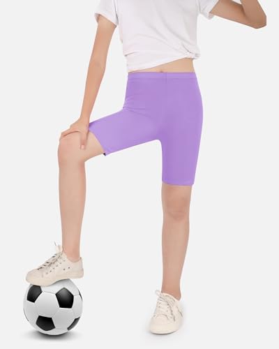 Auranso Girls Cycling Shorts 5-12 Years PE Dance Short Leggings Kids Summer Over Knee Half Length Cycle Shorts 3 Pack