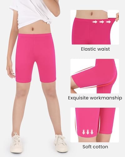 Auranso Girls Cycling Shorts 5-12 Years PE Dance Short Leggings Kids Summer Over Knee Half Length Cycle Shorts 3 Pack