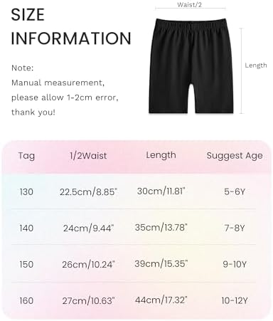 Auranso Girls Cycling Shorts 5-12 Years PE Dance Short Leggings Kids Summer Over Knee Half Length Cycle Shorts 3 Pack