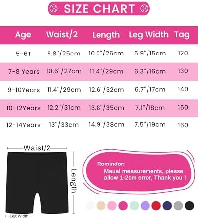 Auranso Girls Cycling Shorts Age 5-14 Teen Kids Cotton PE Dance Cycle Gymnastic Shorts Breathable Under Dress Shorts For Girls 3 Pack