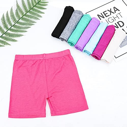 Auranso Girls Cycling Shorts Breathable 8 Pack Kids Dance Shorts Under Dress Comfy Childrens Cycle PE Shorts For Girls Age 2-10