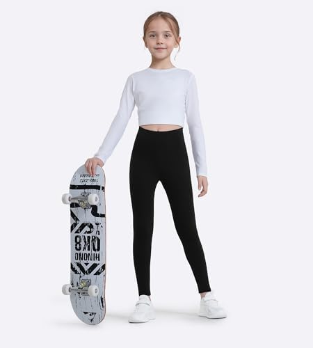 Auranso Girls Leggings 5-14 Years Basic Full Length Cotton Trousers Tights Pants