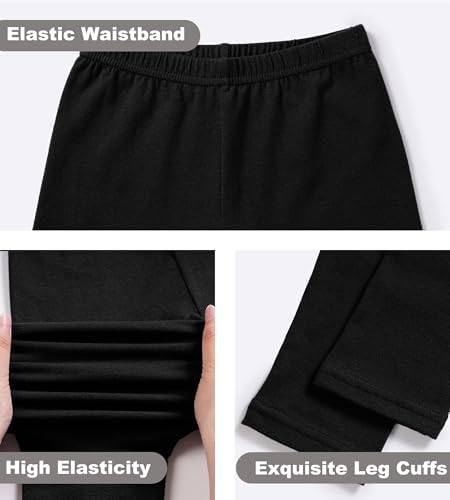 Auranso Girls Leggings 5-14 Years Basic Full Length Cotton Trousers Tights Pants