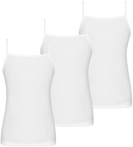 AUYAO 3Pcs Girls Solid Colors Camisole Tank Tops Kids Plain Cami Vests Underwear Sleeveless White Cami Tops for Little Girls Kids Vest Summer Tops Girls Spaghetti Strap Soft Vests for Kids