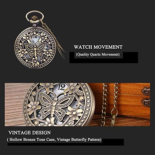 Avaner Antique Bronze Retro Hollow Rose Flowers Openwork Quartz Pocket Watch For Women Girls