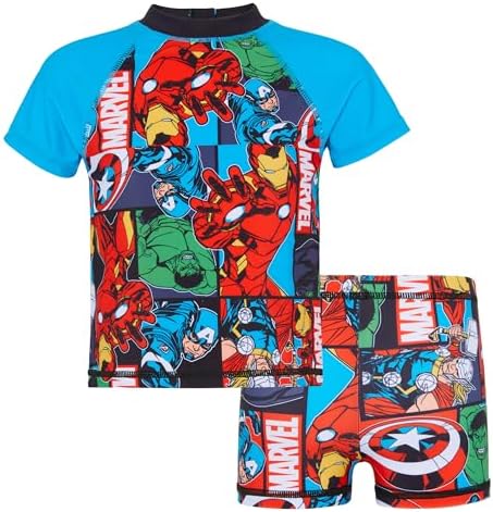 Avengers 2 Piece Boys Swim Suit - Hulk Iron Man Captain America Thor 2-10 Yrs