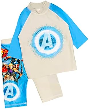 AVENGERS Boys Swim Set 2 Piece Set comprising Short Sleeve Top and Swimming Shorts Grey Age 4-10 Years
