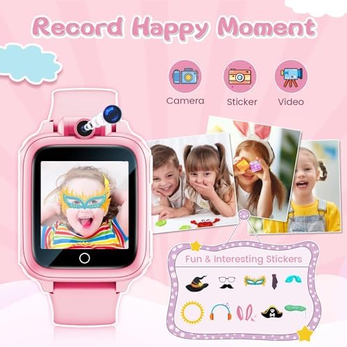 Awatty Kids Smart Watch For Boys Girls Fashion Smartwatches For 5-12 Year Olds Children Birthday Gift Toy For Kids Digital Watch With 14 Puzzle Games And 90° Rotating Camera (Pink)