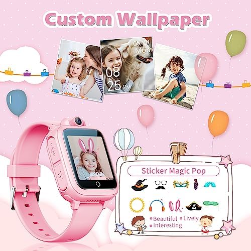 Awatty Qhot Kids Smart Watch For 3-12 Year Old Girls Toddler Touchscreen With Camera Games Music Video Alarm Birthday Christmas Toy Gifts For 3 4 5 6 7 8 9 10 11 12 Year Old Boys Girls (Pink)