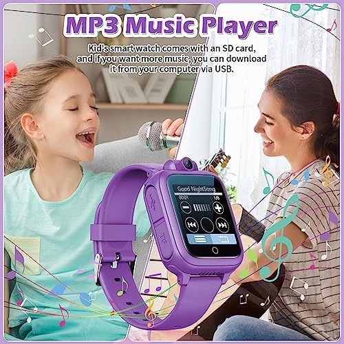 Awatty Qhot Kids Smart Watch For 3-12 Year Old Girls With Camera Games Music Video Alarm Birthday Christmas Toy Gifts For 3 4 5 6 7 8 9 10 11 12 Year Old Boys Girls (Purple)