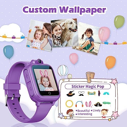 Awatty Qhot Kids Smart Watch For 3-12 Year Old Girls With Camera Games Music Video Alarm Birthday Christmas Toy Gifts For 3 4 5 6 7 8 9 10 11 12 Year Old Boys Girls (Purple)