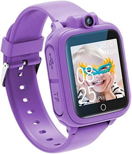 Awatty Qhot Kids Smart Watch for 3-12 Year Old Girls with Camera Games Music Video Alarm Birthday Christmas Toy Gifts for 3 4 5 6 7 8 9 10 11 12 Year Old Boys Girls (Purple)