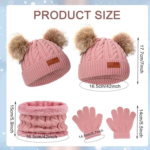 AWAVM 3Pcs Kids Winter Warm Beanie Hat Scarf Gloves Set For 1-5 Years Old Boys Girls. Winter Accessories Sets For Children Outdoor Sports Knit Thick Warm Fleece Lined Thermal Sets