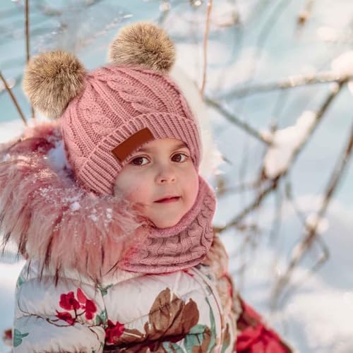 AWAVM 3Pcs Kids Winter Warm Beanie Hat Scarf Gloves Set For 1-5 Years Old Boys Girls. Winter Accessories Sets For Children Outdoor Sports Knit Thick Warm Fleece Lined Thermal Sets