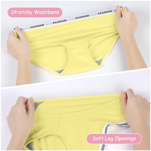 AYBUY 8 Pack Teen Girls Knickers Soft Briefs Cotton Seamless Underwear Underpants Essential Elastic Panties Plain Knicker For Age 8-18 Girls And Women