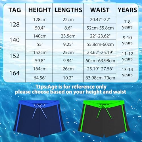 AYESY Boys Swimming Shorts Kids Swim Trunks Swimwear Swimming Costume With Lined And Elastic Waistband Quick Dry Beach Board Shorts For Age 7-14 Years
