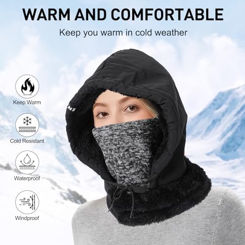 AYPOW Balaclava Windproof Ski Mask Thermal Fleece Lined Hood Hat Face Mask Waterproof Winter Balaclava Hat Thicken Snoods Hats Neck Warmer Men Women Cycling Motorcycle Skiing Camping Outdoor Sports