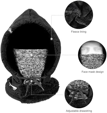 AYPOW Balaclava Windproof Ski Mask Thermal Fleece Lined Hood Hat Face Mask Waterproof Winter Balaclava Hat Thicken Snoods Hats Neck Warmer Men Women Cycling Motorcycle Skiing Camping Outdoor Sports