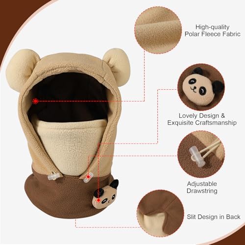 AYPOW Kids Winter Thermal Fleece Balaclava Kids Windproof Balaclava Hood Hat Hood Hat Warm Full Face Mask Unisex Kids 3D Animal Face Cover Ski Mask For Snowboarding Hiking