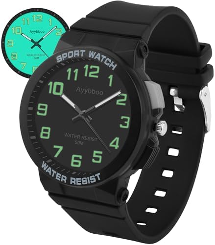 Ayybboo Kids Watch Boys Girls 50M Waterproof Analogue Quartz Children's Watch with Light Easy to Read for Teenagers Ages 6-15