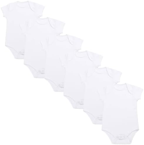 Baby Bodysuits Cotton 6 Pack Short Sleeve White Vests Tops Boy Girl