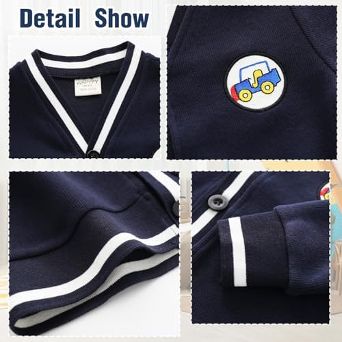 Baby Boy Long Sleeve Cardigan Toddler V-Neck Outerwear Infant Fall Winter Coat Boy Knit Cardigan Sweater For 2-8 Years