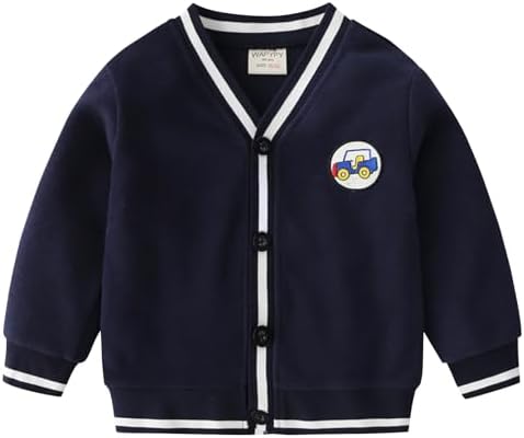 Baby Boy Long Sleeve Cardigan Toddler V-Neck Outerwear Infant Fall Winter Coat Boy Knit Cardigan Sweater for 2-8 Years