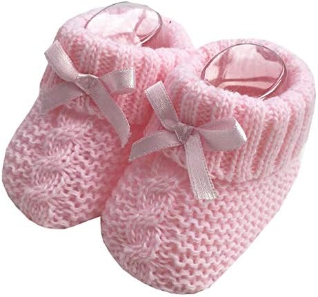 Baby Boys Girls 1 Pair Knitted Booties Soft Newborn Knitted Booties With Bow 116-354
