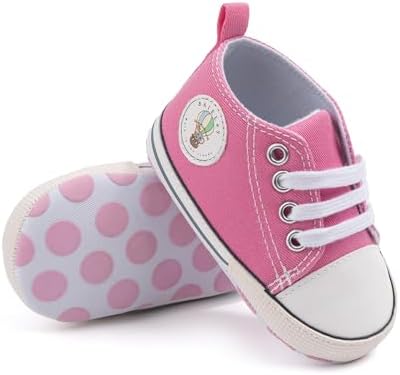 Baby Boys Girls Infant Canvas Sneakers High Top Lace Up Newborn First Walkers Cribster Shoe