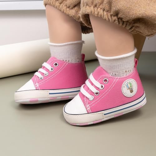 Baby Boys Girls Infant Canvas Sneakers High Top Lace Up Newborn First Walkers Cribster Shoe