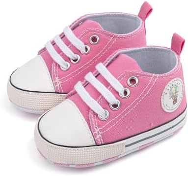 Baby Boys Girls Infant Canvas Sneakers High Top Lace up Newborn First Walkers Cribster Shoe