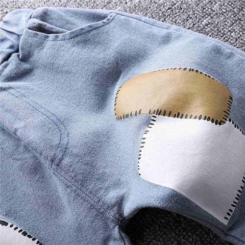 Baby Cute Jeans Girls Boys Denim Trousers Pattern Light Blue Jeans Toddler Baggy Joggers Casual Sweatpants Elastic Waist Cuffed Jeans Spring Summer