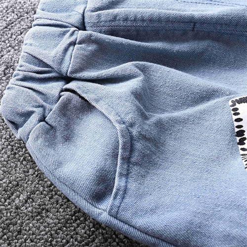 Baby Cute Jeans Girls Boys Denim Trousers Pattern Light Blue Jeans Toddler Baggy Joggers Casual Sweatpants Elastic Waist Cuffed Jeans Spring Summer
