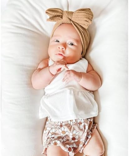 Baby Girl Headband Bows Nylon Head Wraps Newborn Hairbands Infant Toddler Hair Bow (Brown Beige Tan One Size)