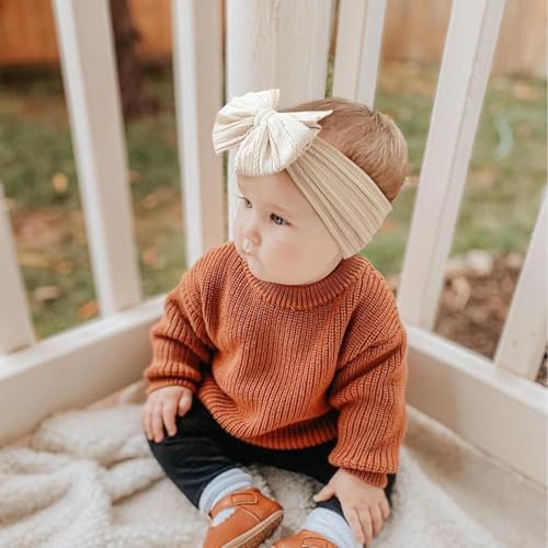 Baby Girl Headband Bows Nylon Head Wraps Newborn Hairbands Infant Toddler Hair Bow (Brown Beige Tan One Size)