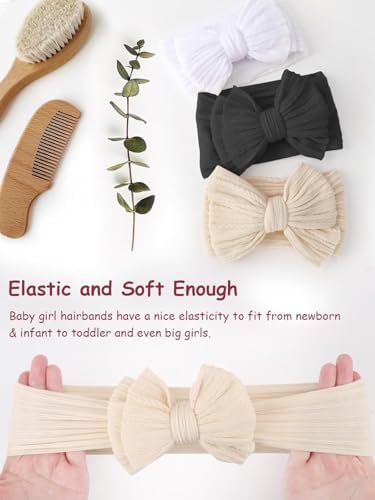Baby Girl Headband Bows Nylon Head Wraps Newborn Hairbands Infant Toddler Hair Bow (Brown Beige Tan One Size)
