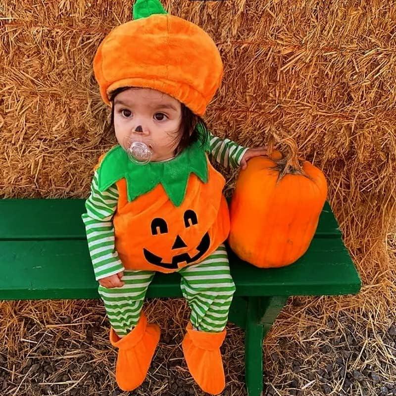 Baby Halloween Costume Pumpkin Costume Kids Newborn Outfit Jumpsuit Pumpkin Romper With Hat Shoes For Baby Girls Boys Infant Clothes Set