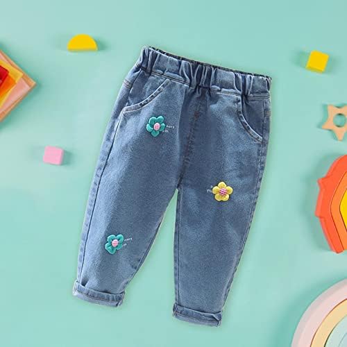 Baby Little Girl Jeans Elastic Waist Cute Printed Denim Pants Toddler Fashionable Jeans Summer Spring Trousers Harem Pants For Toddler Girls