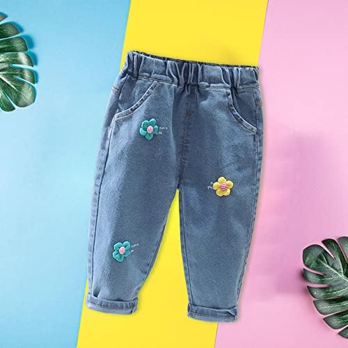 Baby Little Girl Jeans Elastic Waist Cute Printed Denim Pants Toddler Fashionable Jeans Summer Spring Trousers Harem Pants For Toddler Girls