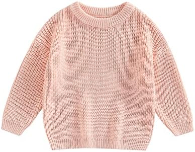 Baby Oversized Knitted Jumper Girls Boys Winter Ribbed Knit Sweater Chunky Pullover Long Sleeve Knitwear Top Soft Unisex Toddler Baby Clothes Autumn Outwear