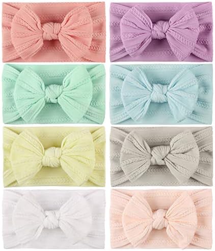 Baby Turban Headband Set-Bowknot Hairband Soft Cute Headwear Elastic for Newborn/Girls/Boys/Kids Gift as Toddler Headdress Photography Props Accessories (G)