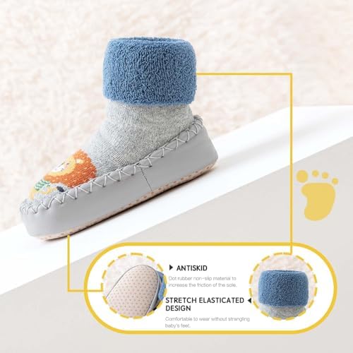 Baby Warm First Walking Shoes Slippers Socks Shoes Girls Boys Anti Slip Soft Newborn 2 Pairs