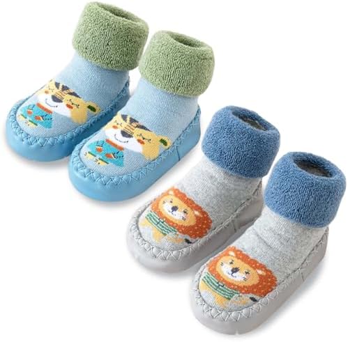 Baby Warm First Walking Shoes Slippers Socks Shoes Girls Boys Anti Slip Soft Newborn 2 Pairs