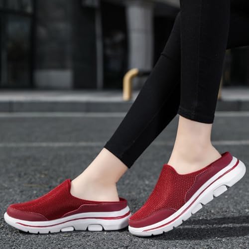 Backless Sneakers Mules Shoes For Men Women Unisex Lightweight Breathable Mesh Walking Mules Sneakers Open Back Slip On Shoe Closed Toe Shoes Wide Width Clogs