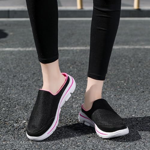 Backless Sneakers Mules Shoes For Men Women Unisex Lightweight Breathable Mesh Walking Mules Sneakers Open Back Slip On Shoe Closed Toe Shoes Wide Width Clogs